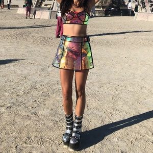 Dolls Kill pvc vinyl top & skirt set - Small